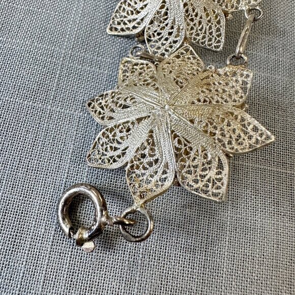 Vintage Filigree Silver Link Bracelet - Final Price (duty  Vintage Silver Large Filigree Flower Linked Bracelet